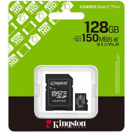 KINGSTON MEMORIA MICRO SD 128GB CL10 150MB/s CANVAS S.PLUS SDCS3/128GB