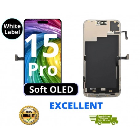 DISPLAY LCD TOUCH SCREEN 120Hz SOFT OLED FHD PER APPLE IPHONE 15 PRO + FRAME