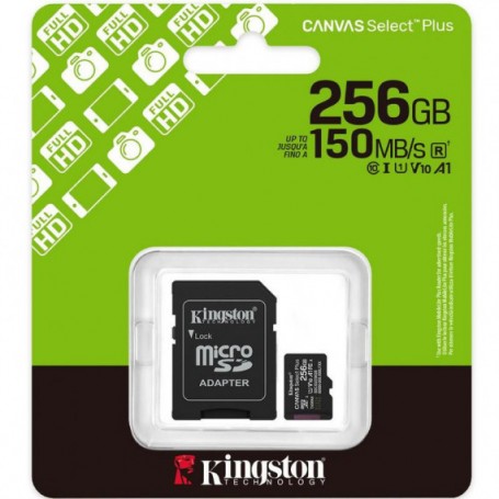 KINGSTON MEMORIA MICRO SD 256GB CANVAS SELECT PLUS GEN3 150MB/S A1