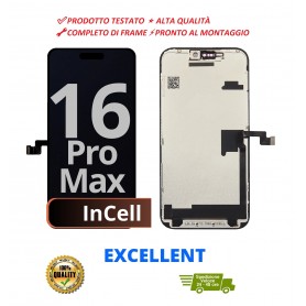 DISPLAY LCD + TOUCH LA INCELL HD+ PER APPLE IPHONE 16 PRO MAX COMPLETO DI FRAME