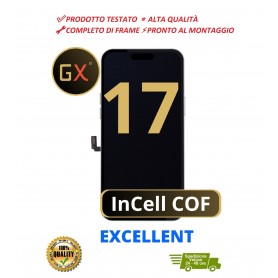 DISPLAY LCD + TOUCH 120HZ GX INCELL COF HD PER APPLE IPHONE 17 CON FRAME