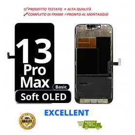 DISPLAY LCD SOFT OLED BASIC PER APPLE IPHONE 13 PRO MAX COMPLETO DI FRAME