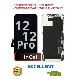 DISPLAY LCD + TOUCH LA INCELL HD+ PER APPLE IPHONE 12/12 PRO COMPLETO DI FRAME