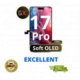DISPLAY LCD + TOUCH SCREEN GX SOFT OLED FHD 120HZ PER APPLE IPHONE 17 PRO + FRAME