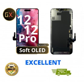 DISPLAY LCD + TOUCH SCREEN GX SOFT OLED FHD PER APPLE IPHONE 12/12 PRO + FRAME
