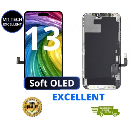 DISPLAY LCD + TOUCH SCREEN MT TECH SOFT OLED PER APPLE IPHONE 13 FULL HD + FRAME