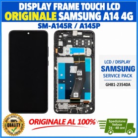 DISPLAY LCD TOUCH ORIGINALE SAMSUNG A14 4G 2023 SM-A145 NERO CON FRAME