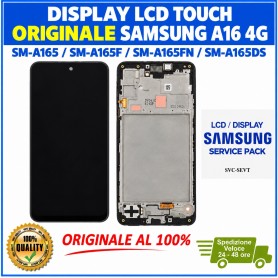 DISPLAY LCD TOUCH ORIGINALE SAMSUNG A16 4G 2024 SM-A165 NERO CON FRAME