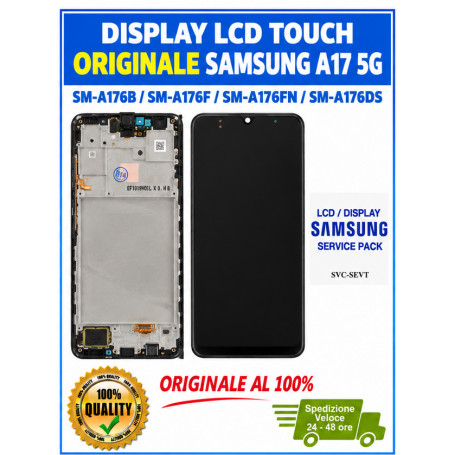 DISPLAY LCD TOUCH ORIGINALE SAMSUNG A17 5G 2025 SM-A176 NERO CON FRAME