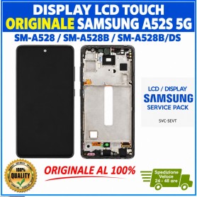 DISPLAY LCD TOUCH ORIGINALE SAMSUNG A52S 5G SM-A528  NERO CON FRAME